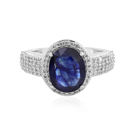 Zilveren ring met een Madagaskar Blauwe Saffier