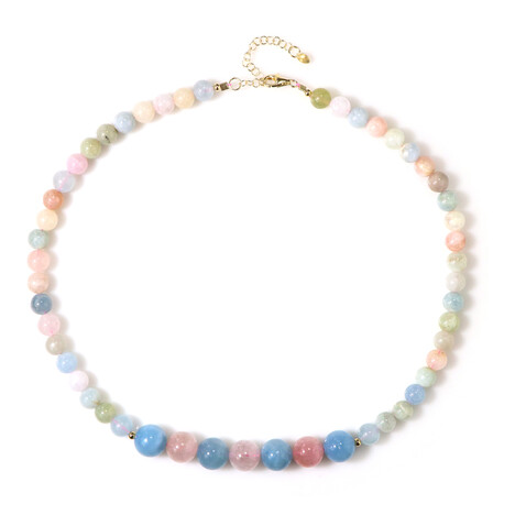 Zilveren halsketting met Madagascar morganieten (Riya)