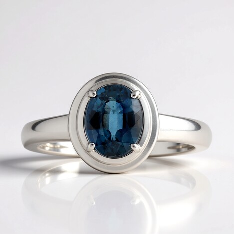 Anello in argento con Cianite Blu Foglia di Tè (Pallanova)