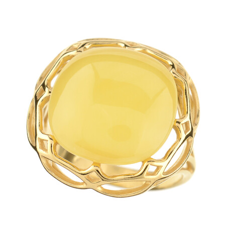 Milky Baltic Amber Silver Ring (dagen)