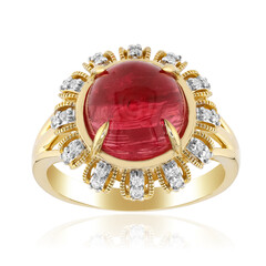 Bague en or et Rubellite œil-de-chat