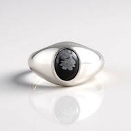Anello in argento con Ossidiana Fiocco di Neve