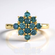 Blauer I2 Brillant-Silberring