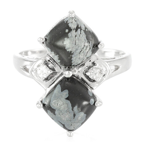 Schneeflocken-Obsidian-Silberring