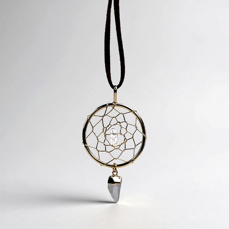 Accessorio in ottone con Quarzo Bianco (Lapis Vitalis)
