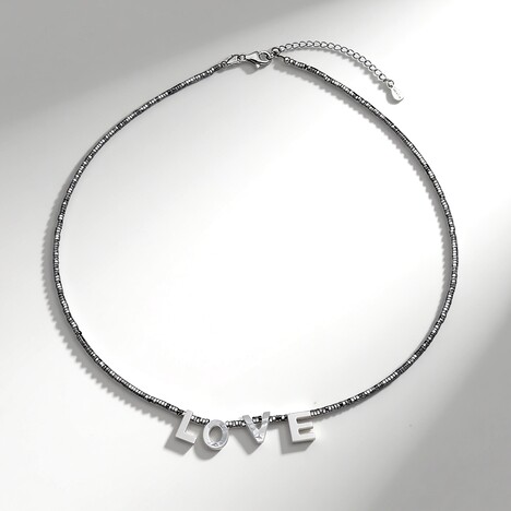 Collier en argent et Hématite argentée
