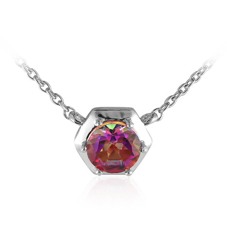 Collier en argent et Topaze mystique rouge du soir