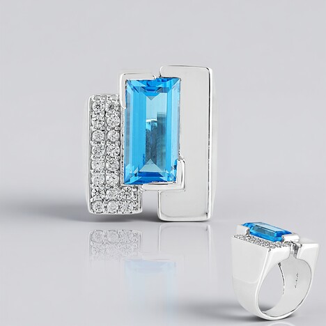 Anello in argento con Topazio Blu Svizzero (de Melo Essence)