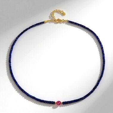 Collana in argento con Zaffiro Blu del Madagascar (Riya)