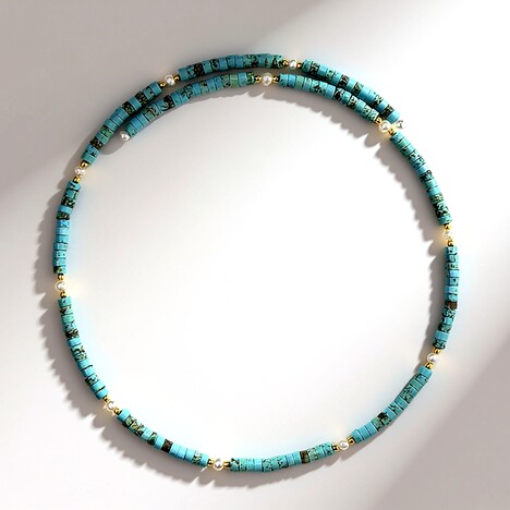 Collana rigida in acciaio con Magnesite Blu (Riya)