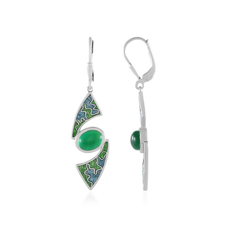 Pendientes en plata con Ónix verde (Adela Silber)