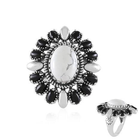 Anillo en plata con Howlita (Desert Chic)