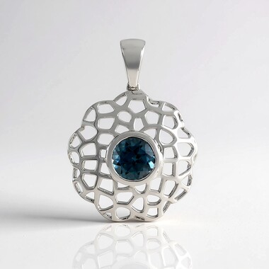 Zawieszka ze srebra rodowanego - Topaz niebieski London Blue (Ornaments by de Melo)