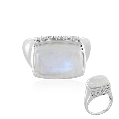 Anello in argento con Pietra di Luna Arcobaleno (KM by Juwelo)