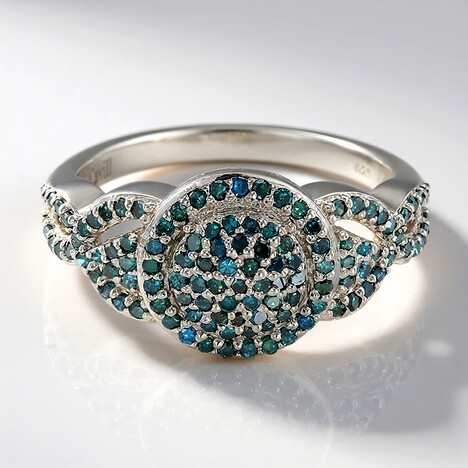 Bague en argent et Diamant fantaisie