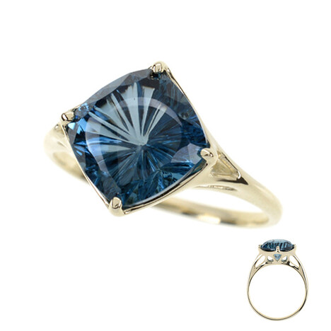 Londonblauer Topas-Goldring (dagen)