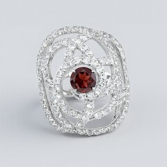 Bague en argent et Grenat du Mozambique