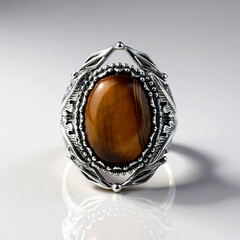 Bague en argent et Œil de Tigre (Desert Chic)