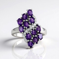 Anello in argento con Ametista Zambiana