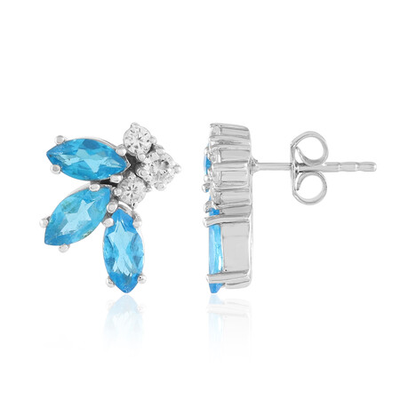 Boucles d'oreilles en argent et Apatite bleu néon