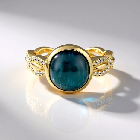 Anello in oro con Indicolite Occhio di Gatto (AMAYANI)