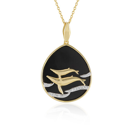 Schwarzer Onyx-Silberhalskette