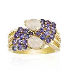 Anello in oro con Pietra di Luna Arcobaleno (Adela Gold)