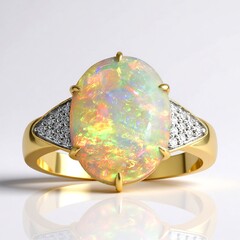 Anello in oro con Opale di Mintabie (AMAYANI)