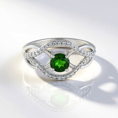 Anello in argento con Diopside Russo