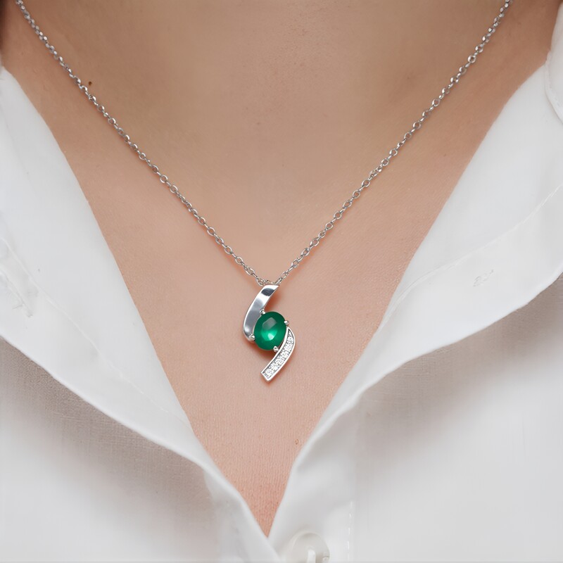 Grüner Onyx-Silberanhänger