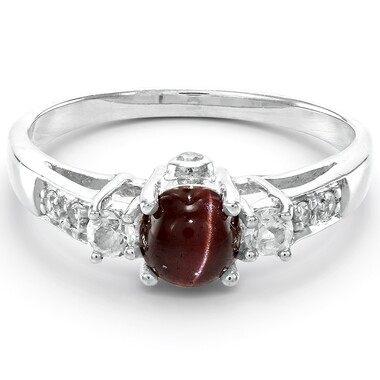 Bague en argent et Scapolite œil-de-chat