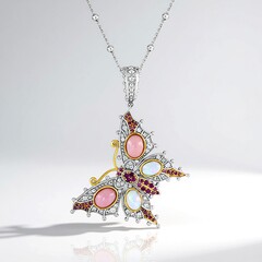 Pink Opal Silver Necklace