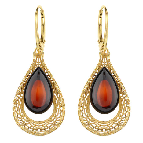 Zilveren oorbellen met kersrode Baltische barnstenen (dagen)