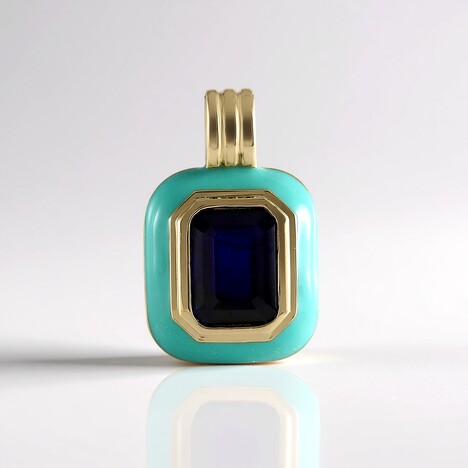 Pendentif en argent et Saphir bleu de Madagascar (Adela Silber)
