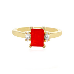 Bague en argent et Opale rouge d'Éthiopie