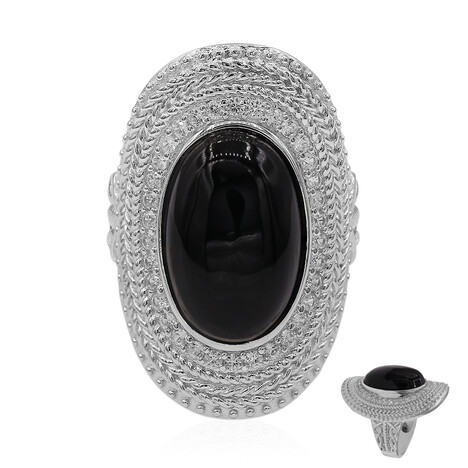Schwarzer Onyx-Silberring