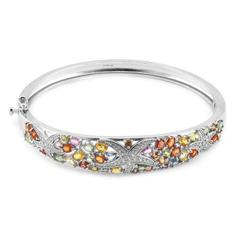 Fancy Sapphire Silver Bangle