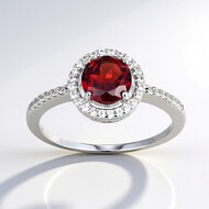 Anillo en plata con Granate de Mozambique