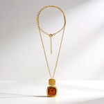 Collana in argento con Ambra Baltica Cognac (dagen)