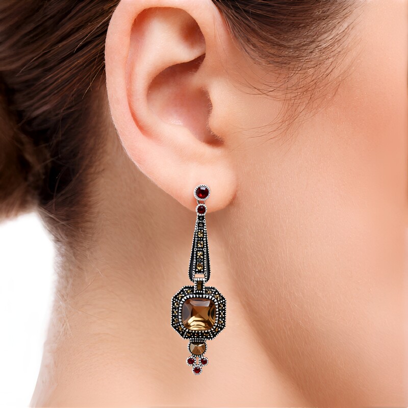 Pendientes en plata con Cuarzo ahumado (Annette classic)