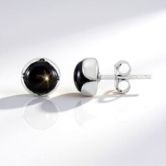 Pendientes en plata con Zafiro estrella negra (de Melo Essence)