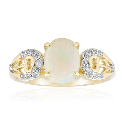 Gouden ring met een Braziliaanse witte opaal