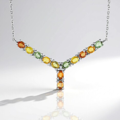 Collana in argento con Zaffiro Fancy