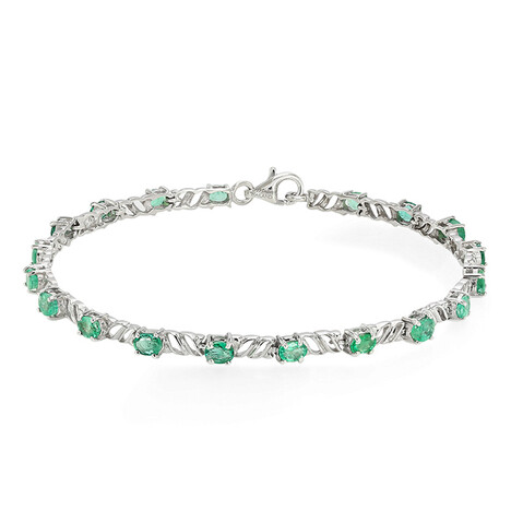 Brazalete en plata con Esmeralda de Zambia