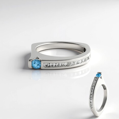 Anello in argento con Topazio Blu Svizzero