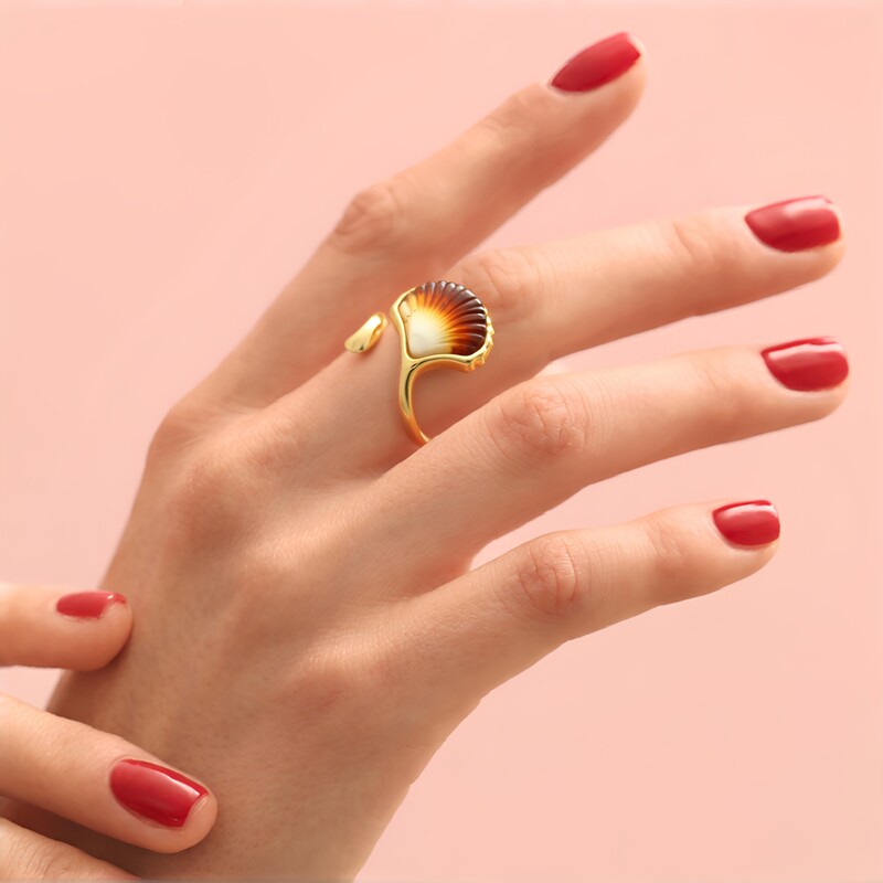 Bague en argent et Ambre de la Baltique Lever du soleil (dagen)