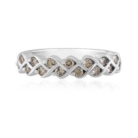 Zilveren ring met I2 Bruine Diamanten