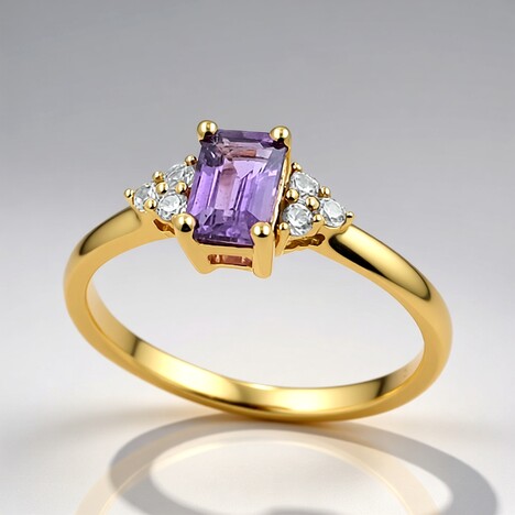 Anello in oro con Zaffiro Ceylon Porpora (non riscaldato)