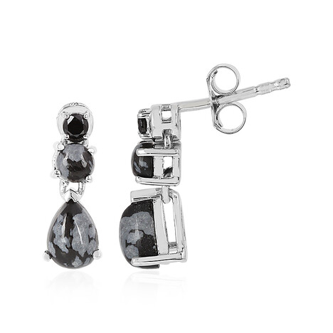 Orecchini in argento con Ossidiana Fiocco di Neve