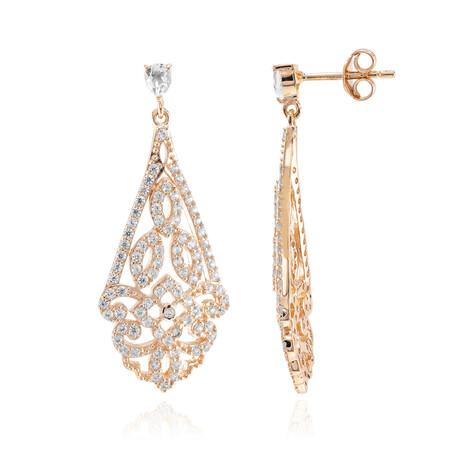 Zilveren oorbellen met witte topaasstenen